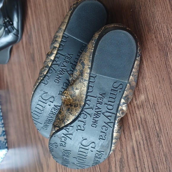 Simply Vera Wang Peep Toe Flats w/Embellishment - Gold/Black - 6 - Picture 5 of 6